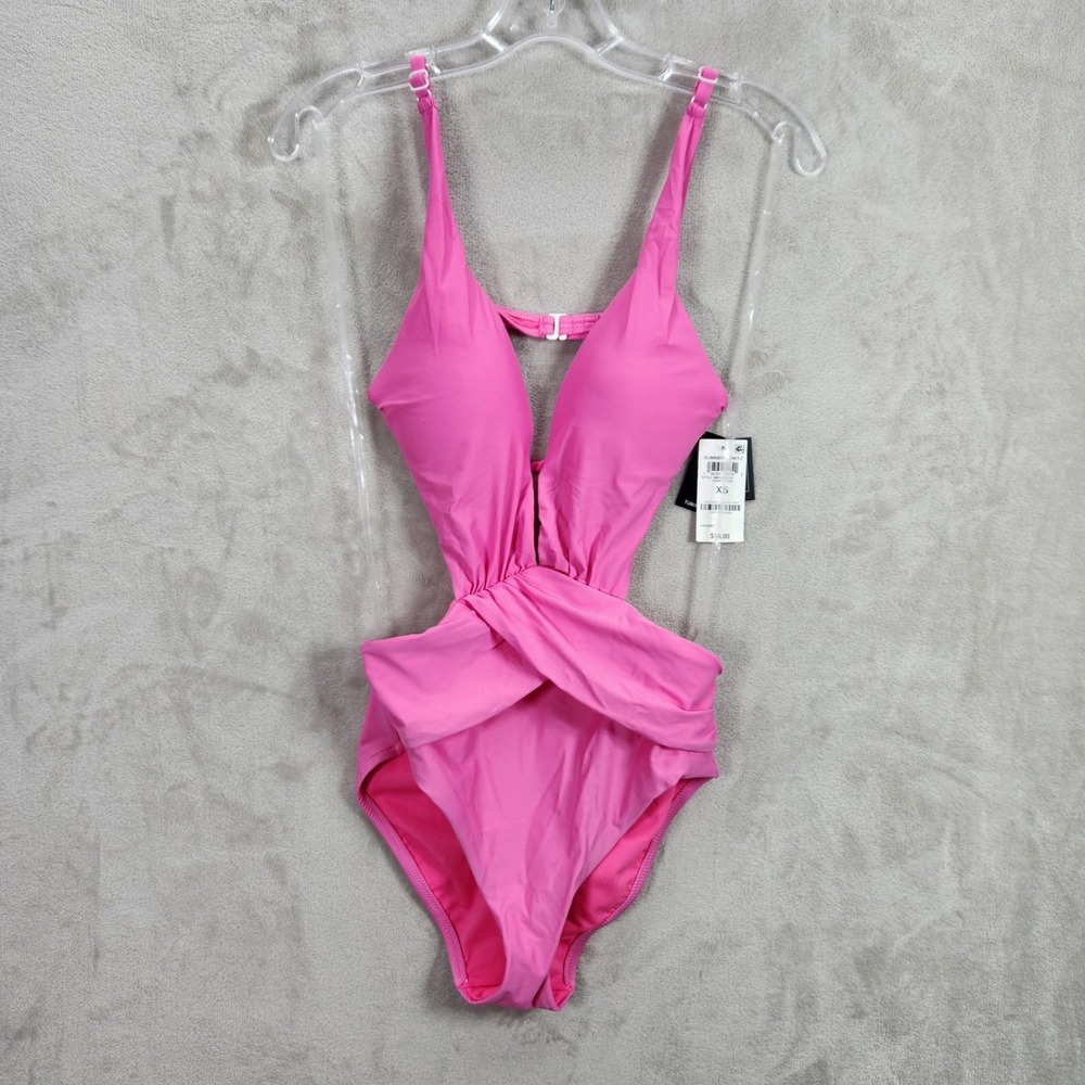 Bar III Summer Womens XS Spritz Candy Kiss Pink Monokini One‎ Piece Swimsuit New